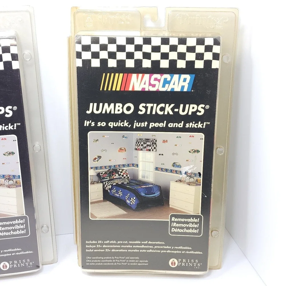 Lot of 3, NASCAR Jumbo Stick-Ups Removable Wall Room Stickers Decals NEW